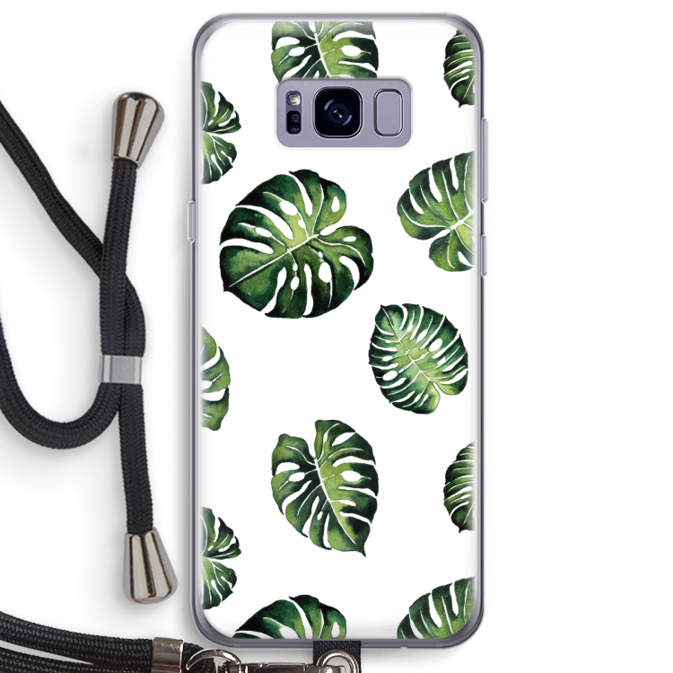 Tropische bladeren: Samsung Galaxy S8 Plus Transparant Hoesje met koord