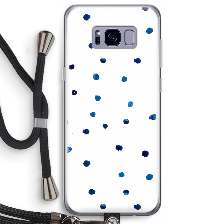 Blauwe stippen: Samsung Galaxy S8 Plus Transparant Hoesje met koord
