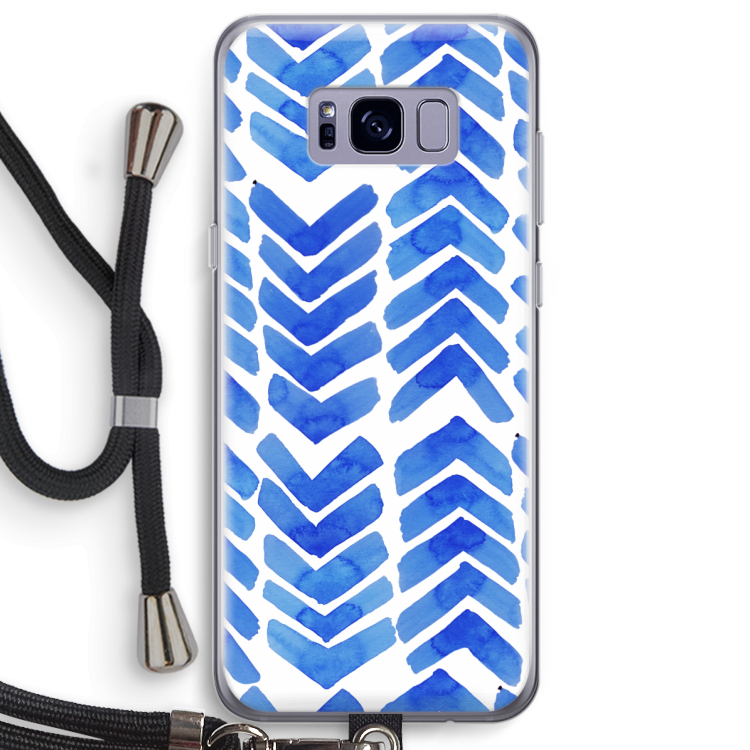 Blauwe pijlen: Samsung Galaxy S8 Plus Transparant Hoesje met koord
