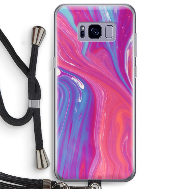 Paarse stroom: Samsung Galaxy S8 Plus Transparant Hoesje met koord