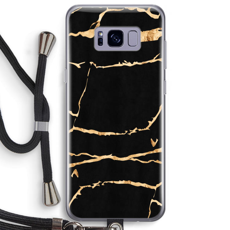 Gouden marmer: Samsung Galaxy S8 Plus Transparant Hoesje met koord