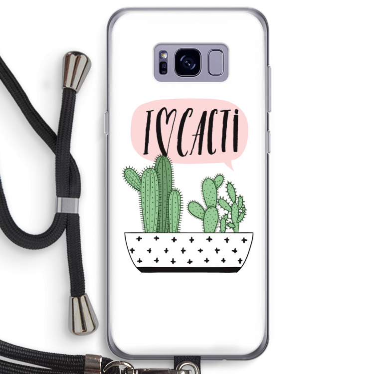 I love cacti: Samsung Galaxy S8 Plus Transparant Hoesje met koord