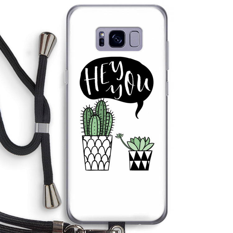 Hey you cactus: Samsung Galaxy S8 Plus Transparant Hoesje met koord