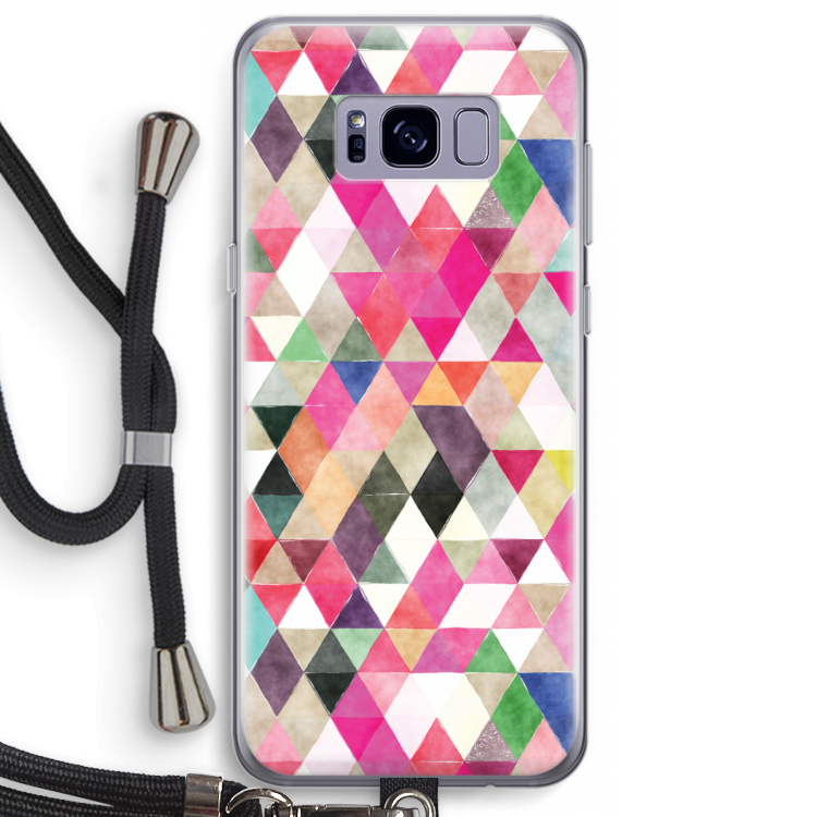 Gekleurde driehoekjes: Samsung Galaxy S8 Plus Transparant Hoesje met koord