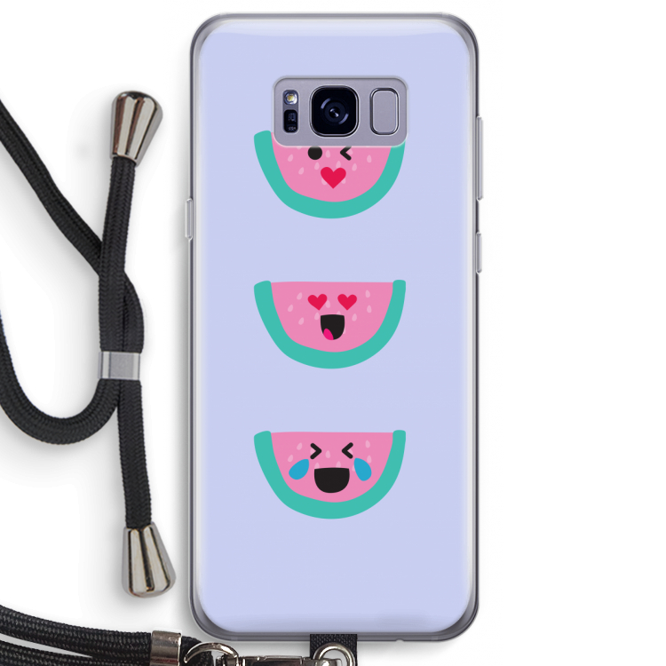 Smiley watermeloen: Samsung Galaxy S8 Plus Transparant Hoesje met koord