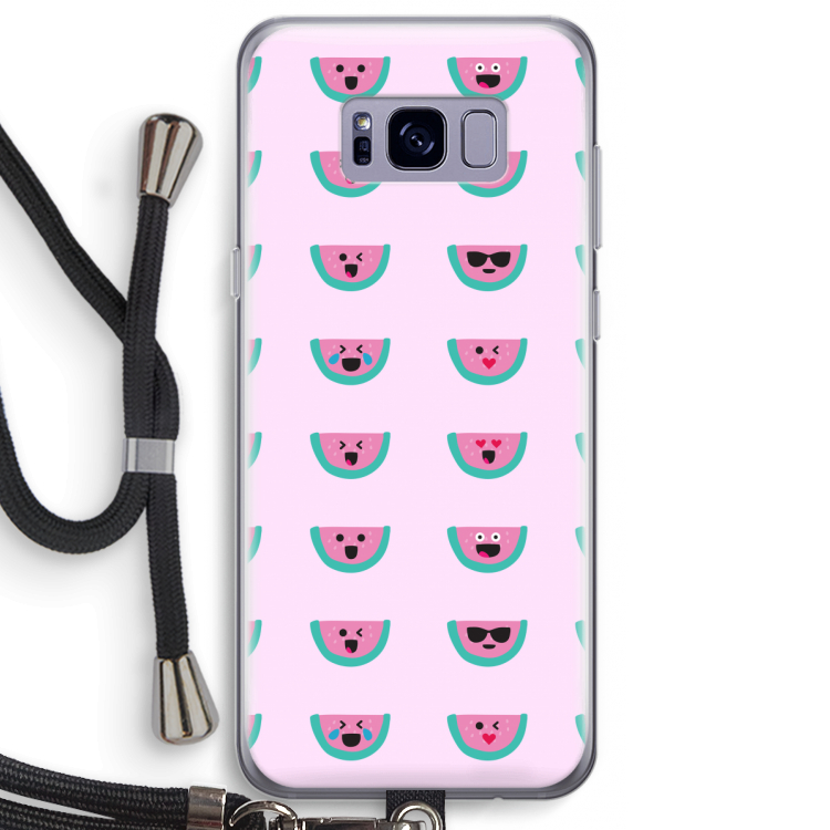 Smiley watermeloenprint: Samsung Galaxy S8 Plus Transparant Hoesje met koord