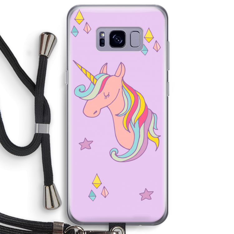 Roze eenhoorn: Samsung Galaxy S8 Plus Transparant Hoesje met koord