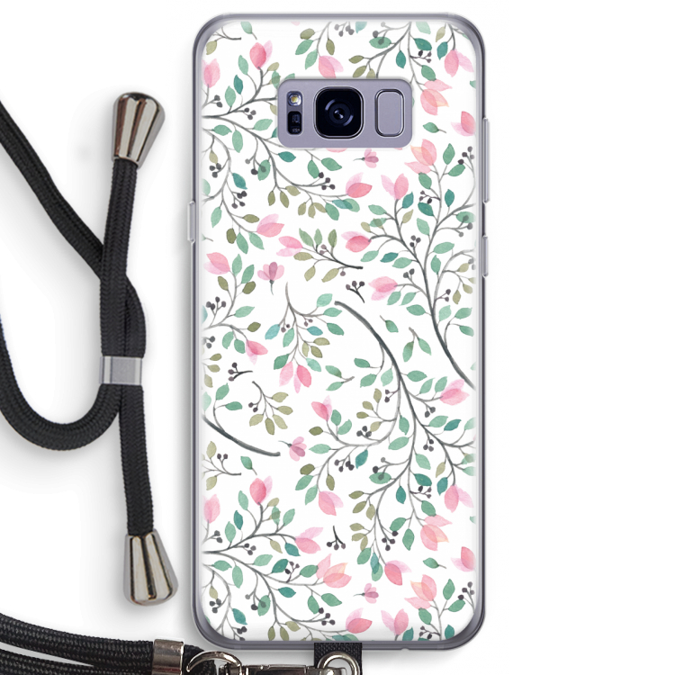 Sierlijke bloemen: Samsung Galaxy S8 Plus Transparant Hoesje met koord