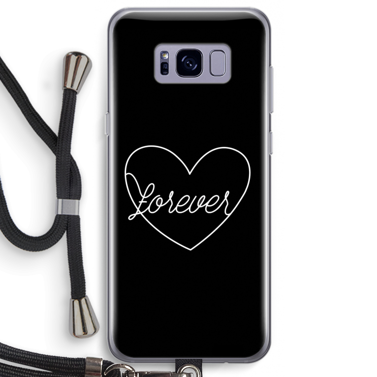 Forever heart black: Samsung Galaxy S8 Plus Transparant Hoesje met koord