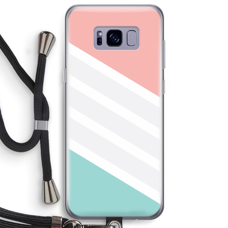 Strepen pastel: Samsung Galaxy S8 Plus Transparant Hoesje met koord