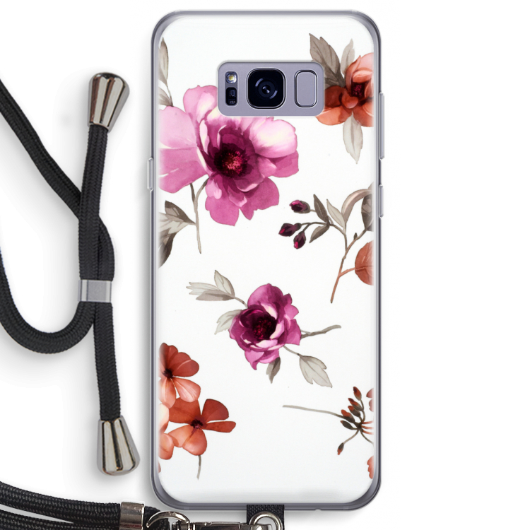 Geschilderde bloemen: Samsung Galaxy S8 Plus Transparant Hoesje met koord
