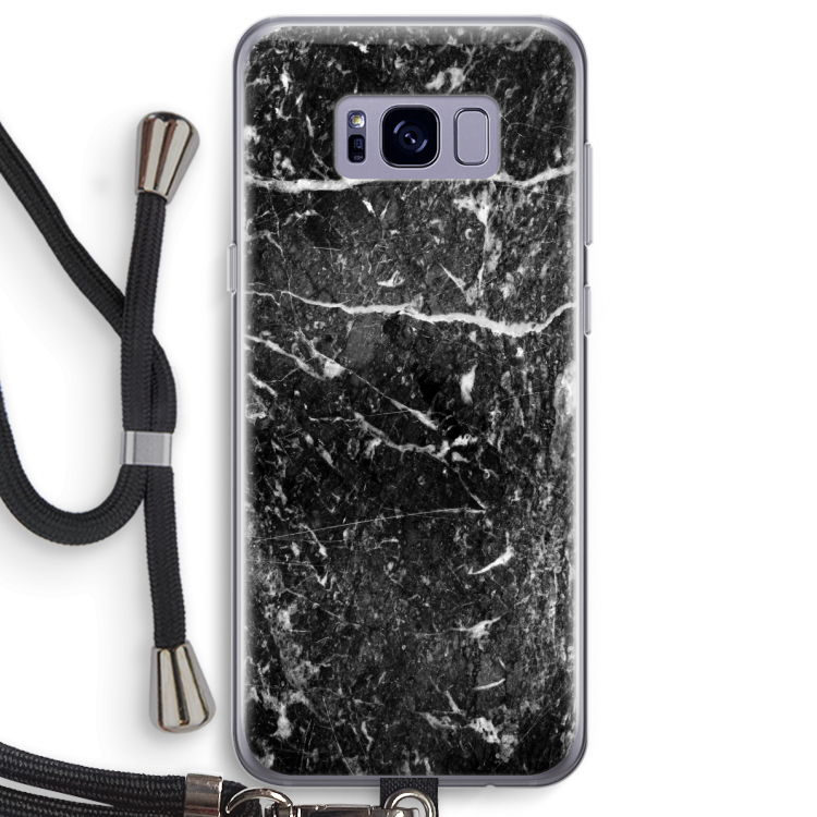 Zwart marmer: Samsung Galaxy S8 Plus Transparant Hoesje met koord
