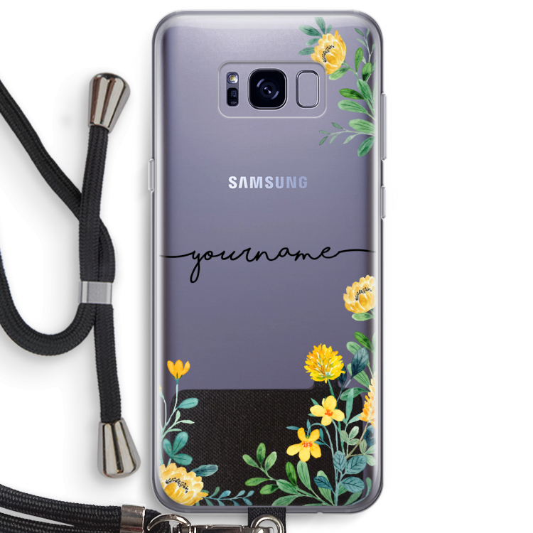 Gele bloemen: Samsung Galaxy S8 Plus Transparant Hoesje met koord