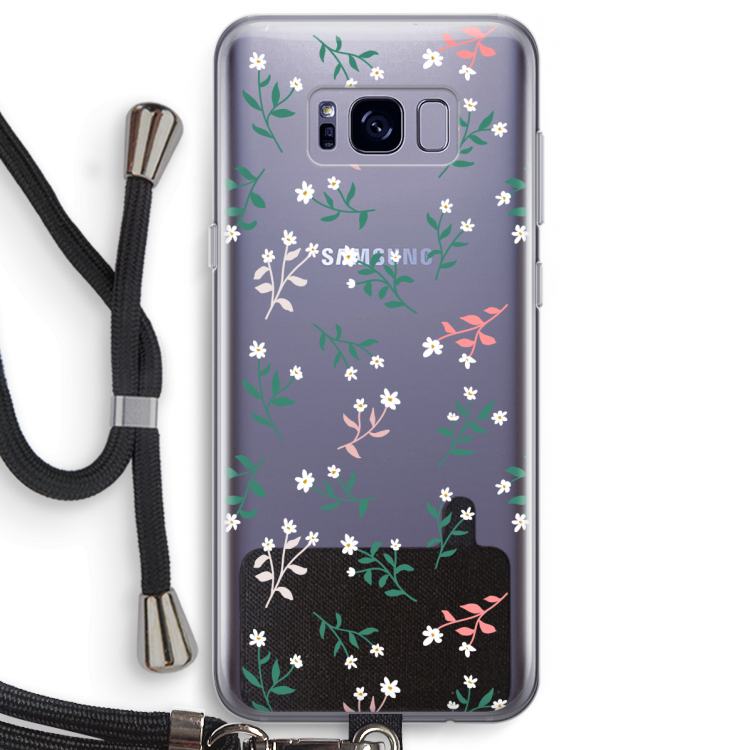 Small white flowers: Samsung Galaxy S8 Plus Transparant Hoesje met koord