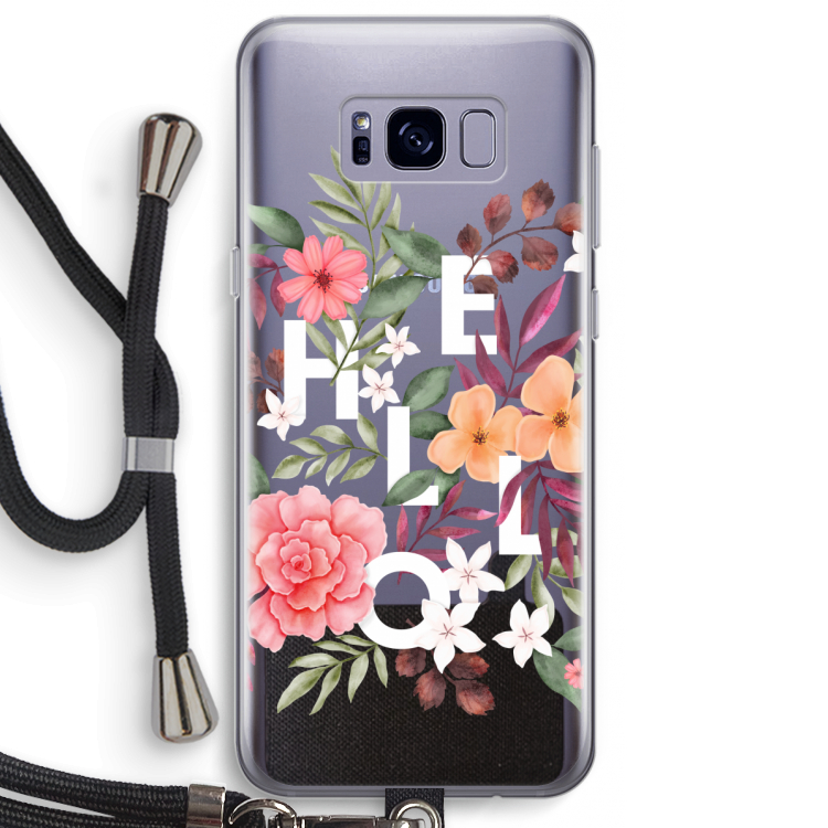 Hello in flowers: Samsung Galaxy S8 Plus Transparant Hoesje met koord