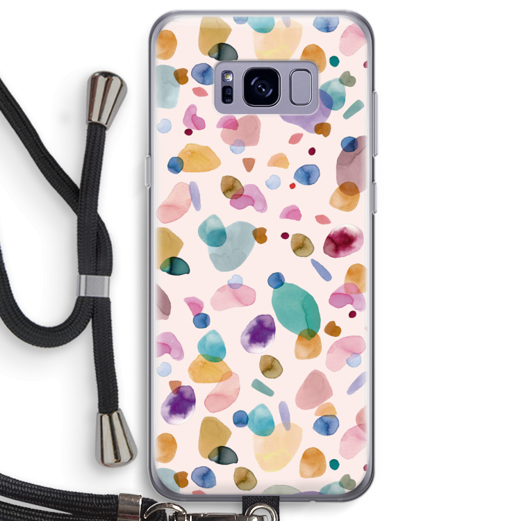 Terrazzo Memphis Pink: Samsung Galaxy S8 Plus Transparant Hoesje met koord