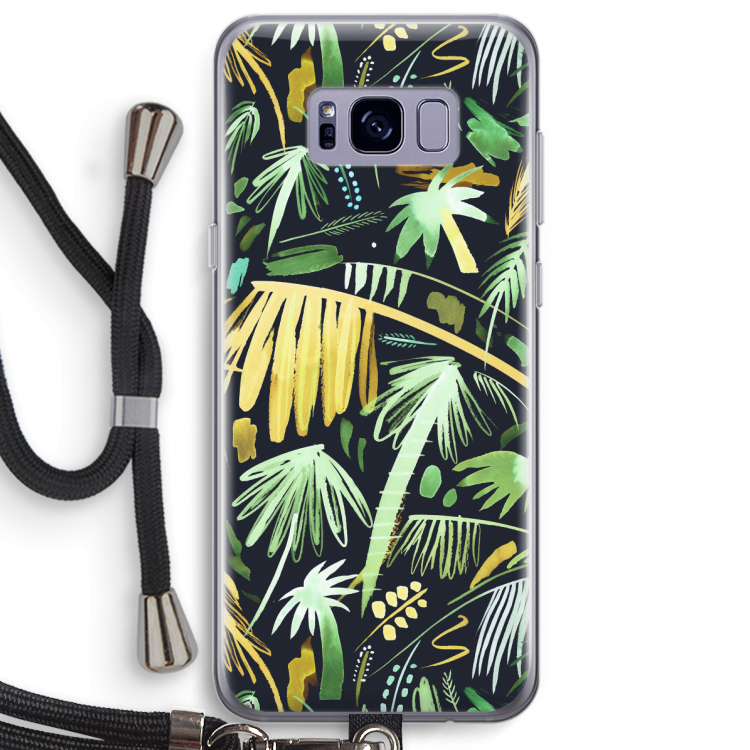 Tropical Palms Dark: Samsung Galaxy S8 Plus Transparant Hoesje met koord