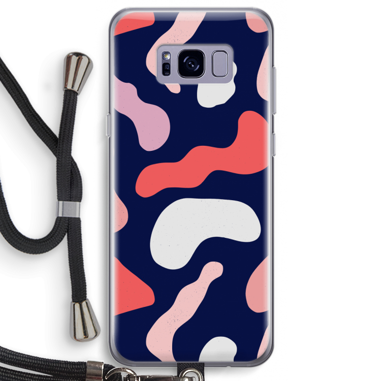 Memphis Shapes Pink: Samsung Galaxy S8 Plus Transparant Hoesje met koord