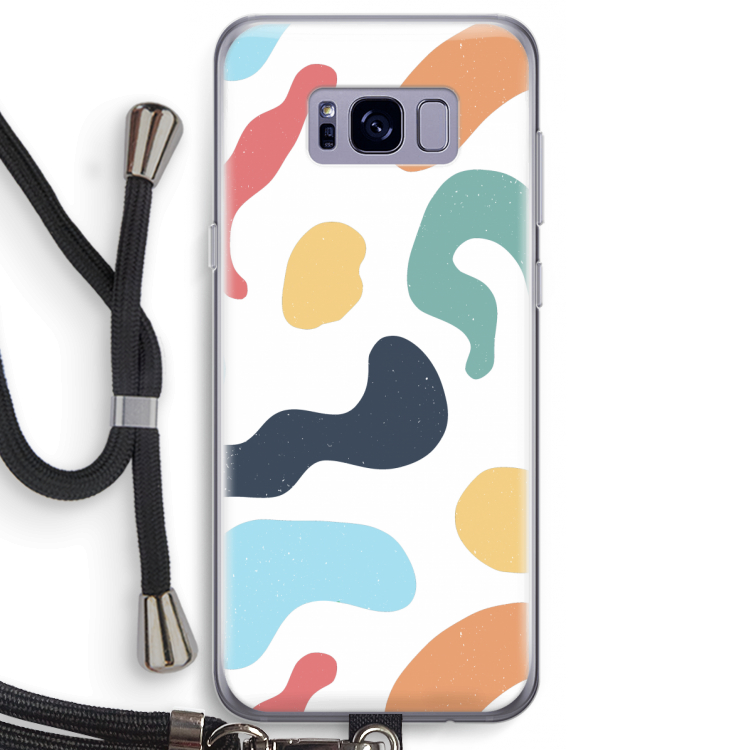 Memphis Shapes Blue: Samsung Galaxy S8 Plus Transparant Hoesje met koord