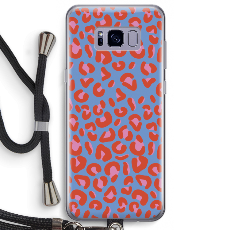 Leopard blue: Samsung Galaxy S8 Plus Transparant Hoesje met koord