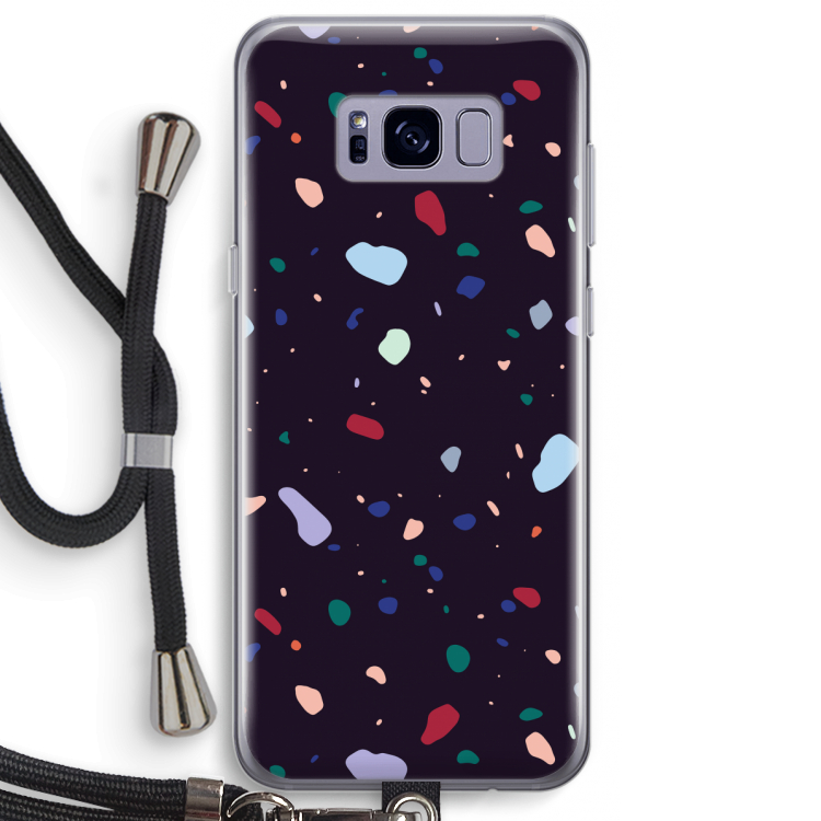 Dark Rounded Terrazzo: Samsung Galaxy S8 Plus Transparant Hoesje met koord