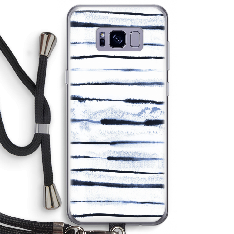 Ink Stripes: Samsung Galaxy S8 Plus Transparant Hoesje met koord