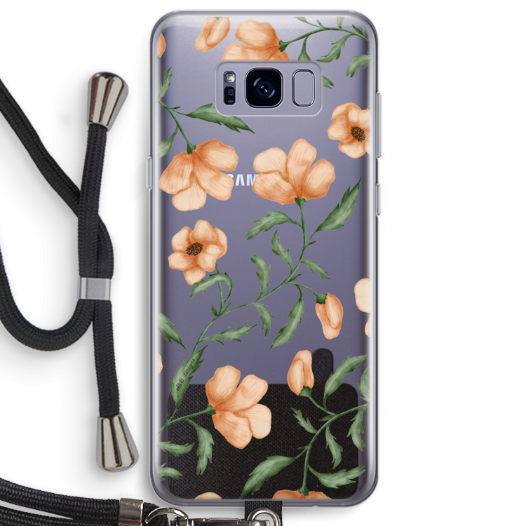 Peachy flowers: Samsung Galaxy S8 Plus Transparant Hoesje met koord