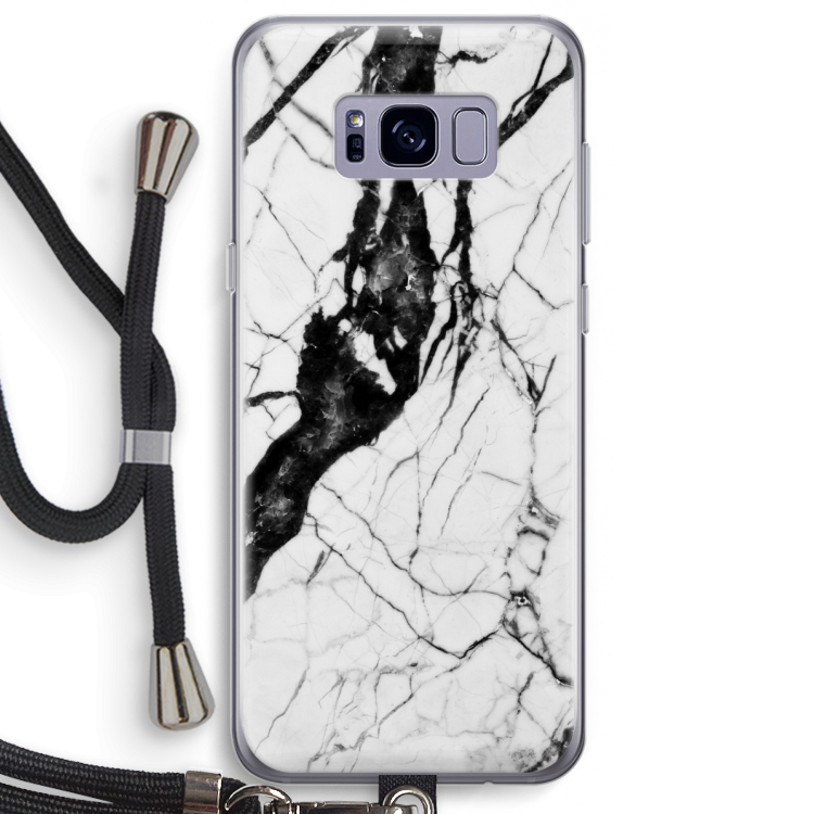 Witte marmer 2: Samsung Galaxy S8 Plus Transparant Hoesje met koord