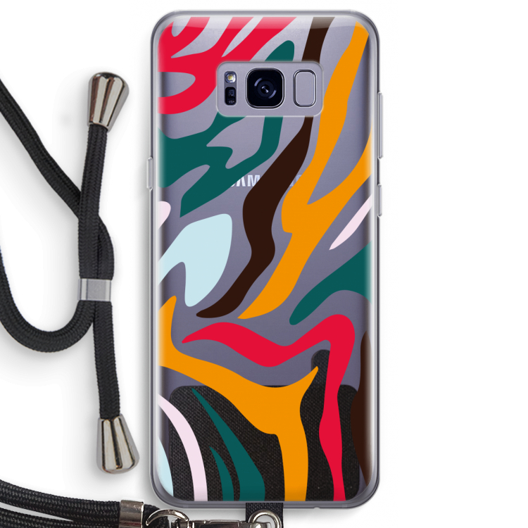 Colored Zebra: Samsung Galaxy S8 Plus Transparant Hoesje met koord