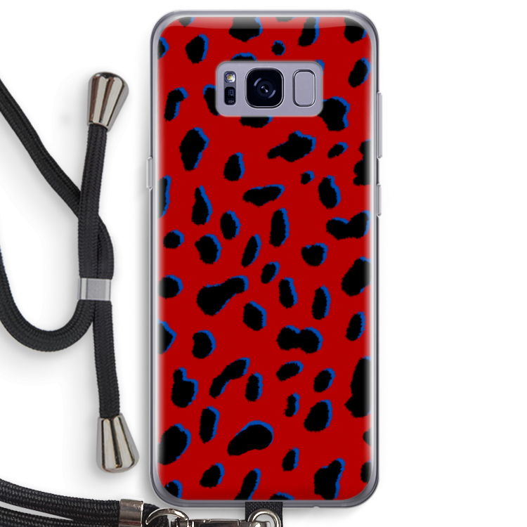 Red Leopard: Samsung Galaxy S8 Plus Transparant Hoesje met koord