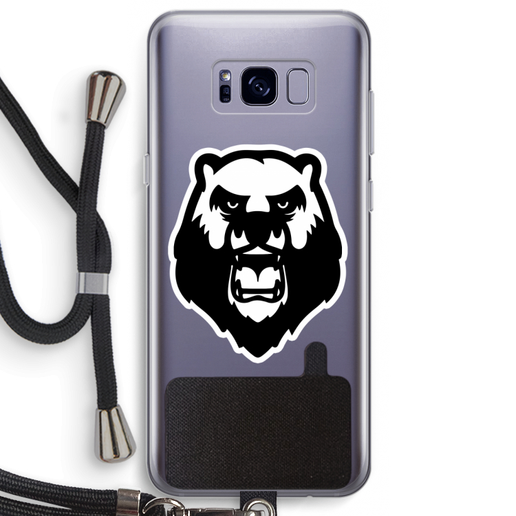 Angry Bear (white): Samsung Galaxy S8 Plus Transparant Hoesje met koord