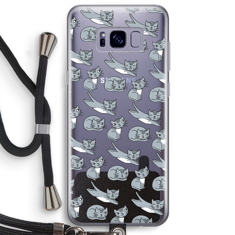 Poezen: Samsung Galaxy S8 Plus Transparant Hoesje met koord