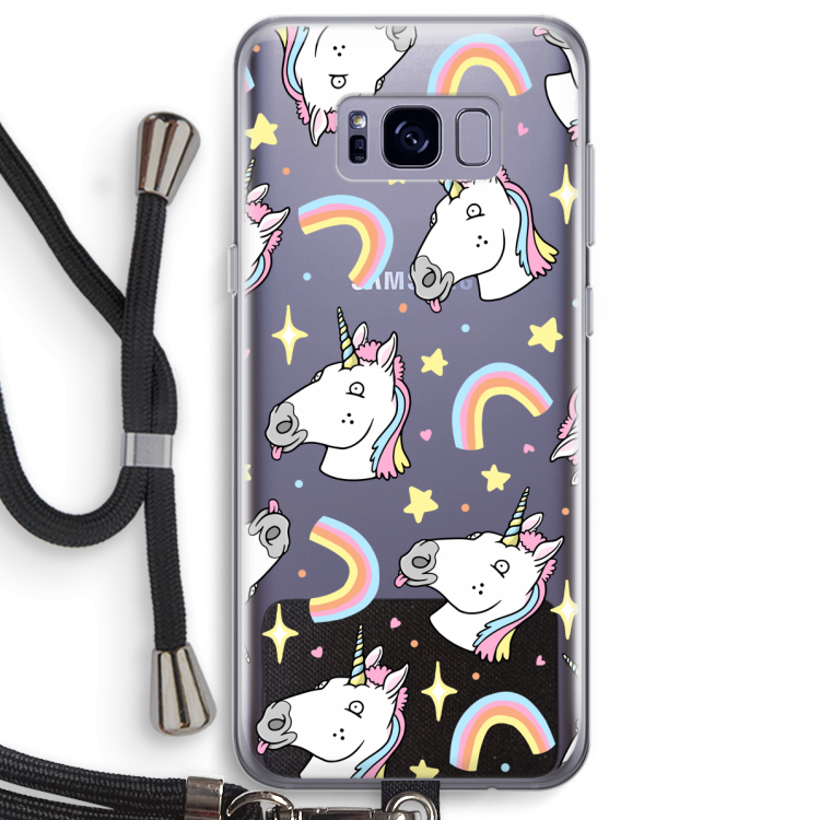 Rainbow Unicorn: Samsung Galaxy S8 Plus Transparant Hoesje met koord