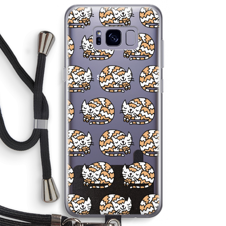 Slapende poes: Samsung Galaxy S8 Plus Transparant Hoesje met koord