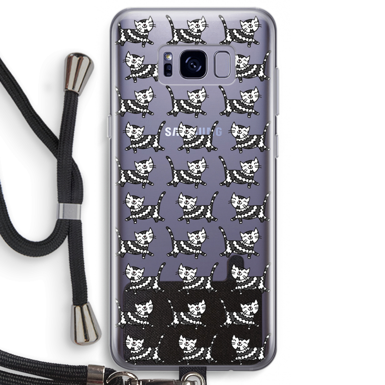 Zwarte poes: Samsung Galaxy S8 Plus Transparant Hoesje met koord