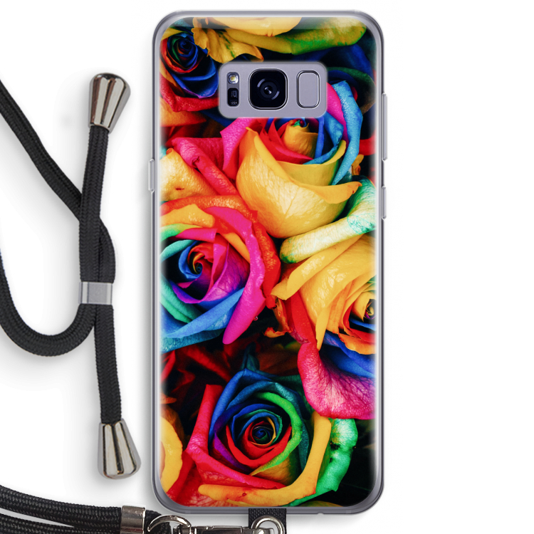 Neon bloemen: Samsung Galaxy S8 Plus Transparant Hoesje met koord