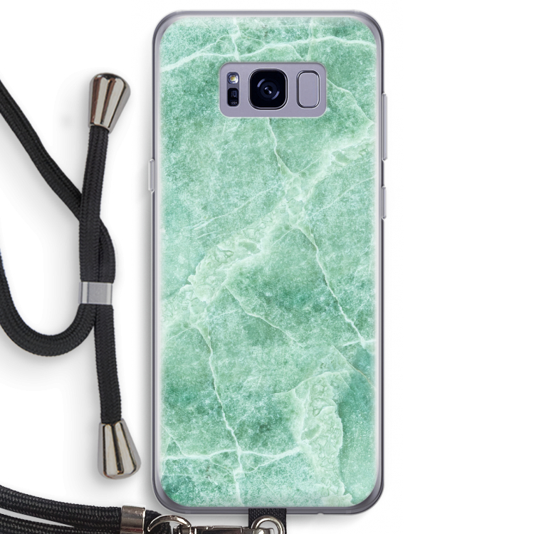 Groen marmer: Samsung Galaxy S8 Plus Transparant Hoesje met koord