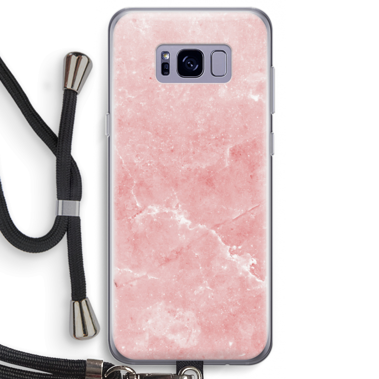 Roze marmer: Samsung Galaxy S8 Plus Transparant Hoesje met koord