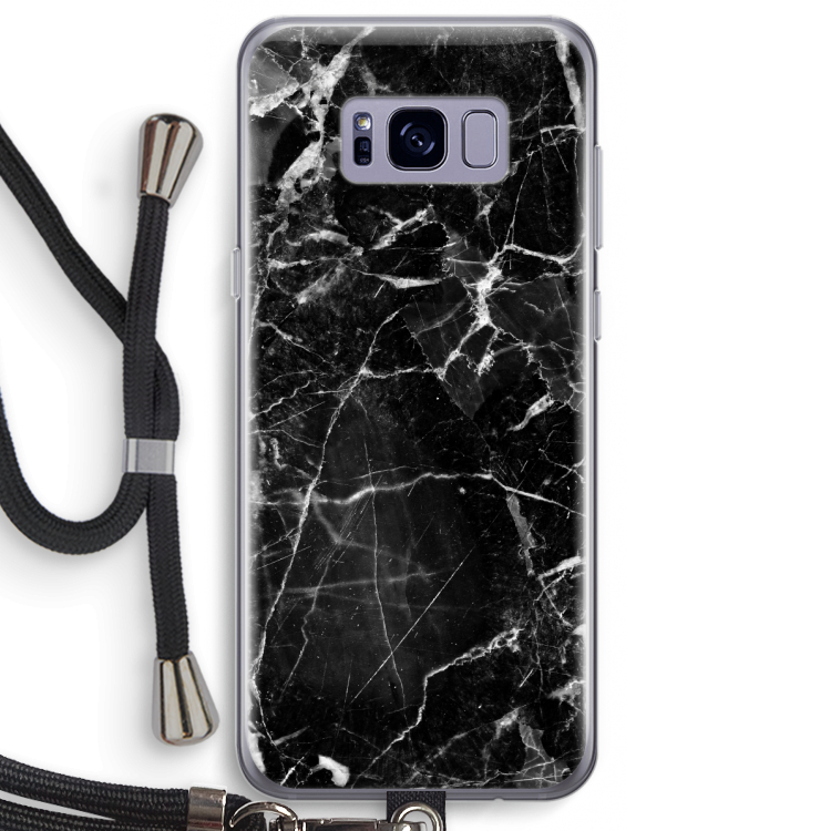Zwart Marmer 2: Samsung Galaxy S8 Plus Transparant Hoesje met koord