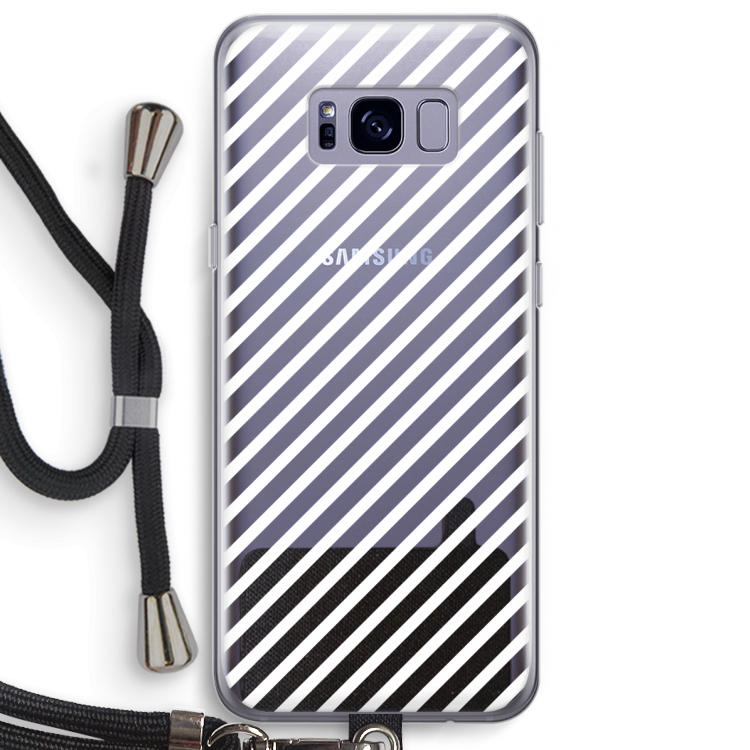 Strepen zwart-wit: Samsung Galaxy S8 Plus Transparant Hoesje met koord