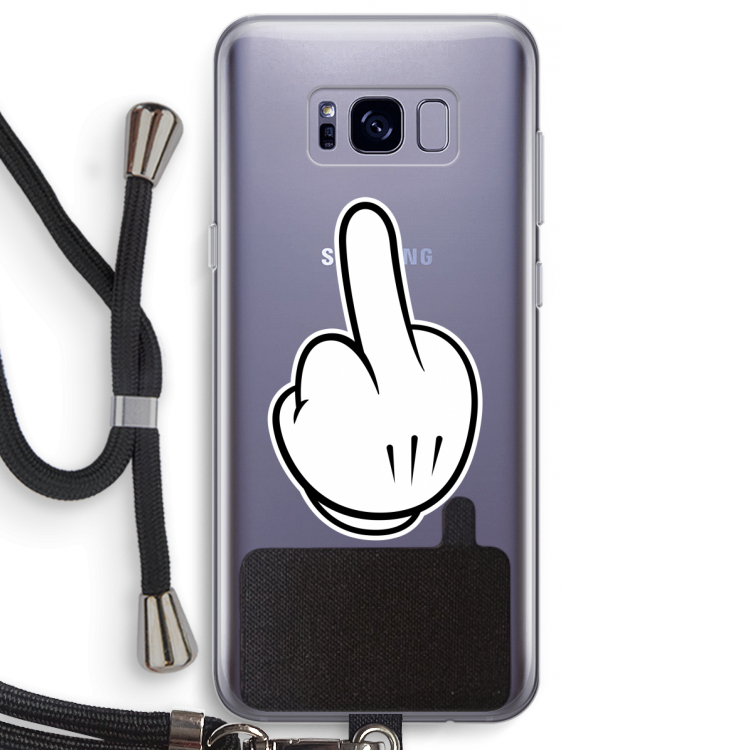 Middle finger white: Samsung Galaxy S8 Plus Transparant Hoesje met koord