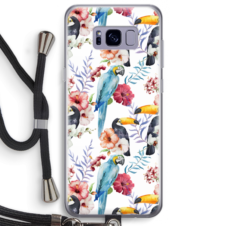 Bloemen tukan: Samsung Galaxy S8 Plus Transparant Hoesje met koord
