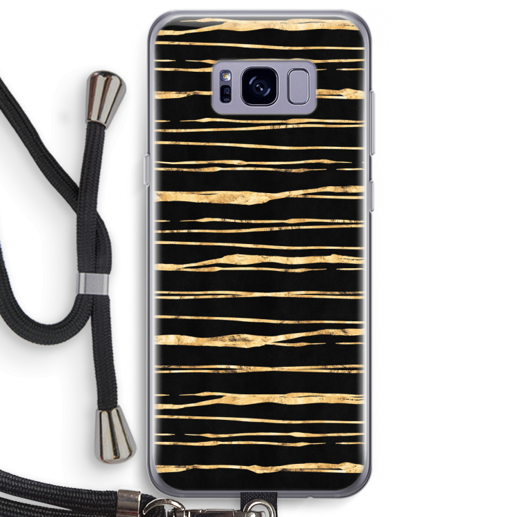 Gouden strepen: Samsung Galaxy S8 Plus Transparant Hoesje met koord