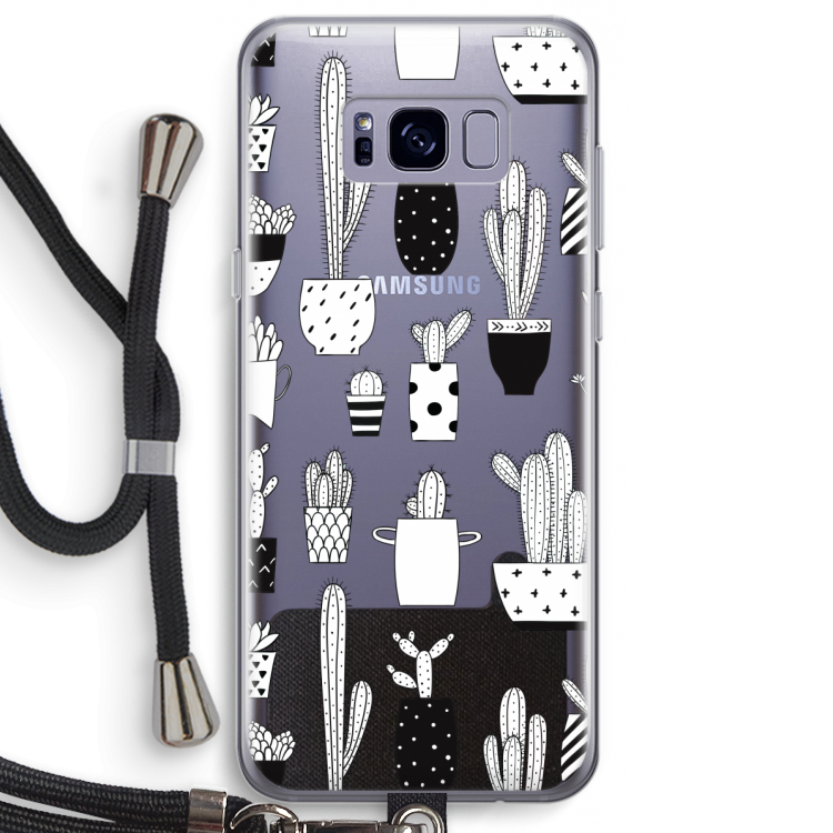 Cactusmotief: Samsung Galaxy S8 Plus Transparant Hoesje met koord