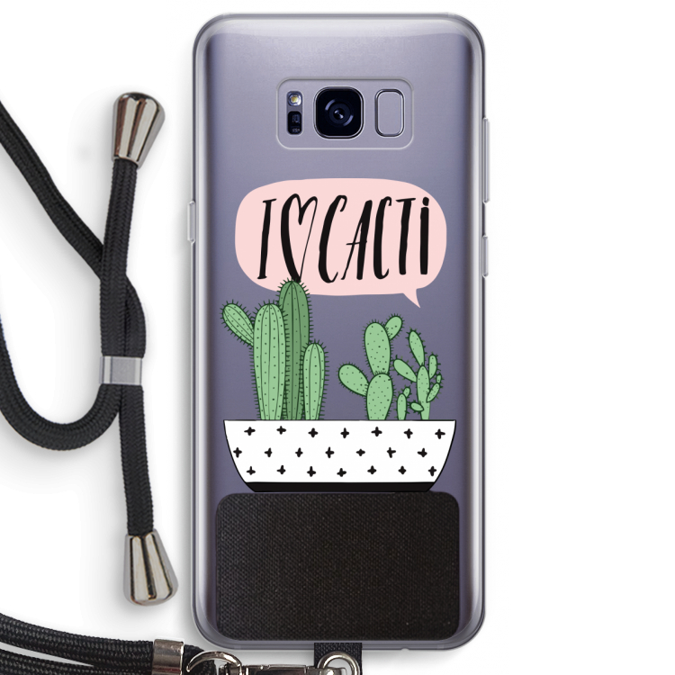I love cacti: Samsung Galaxy S8 Plus Transparant Hoesje met koord