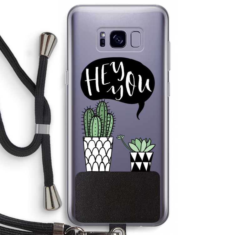 Hey you cactus: Samsung Galaxy S8 Plus Transparant Hoesje met koord