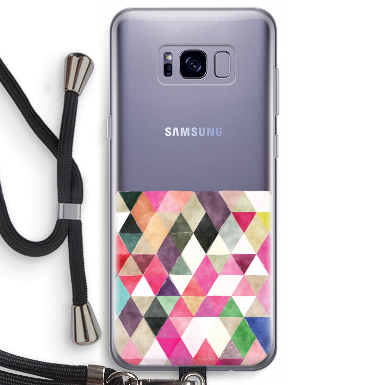 Gekleurde driehoekjes: Samsung Galaxy S8 Plus Transparant Hoesje met koord