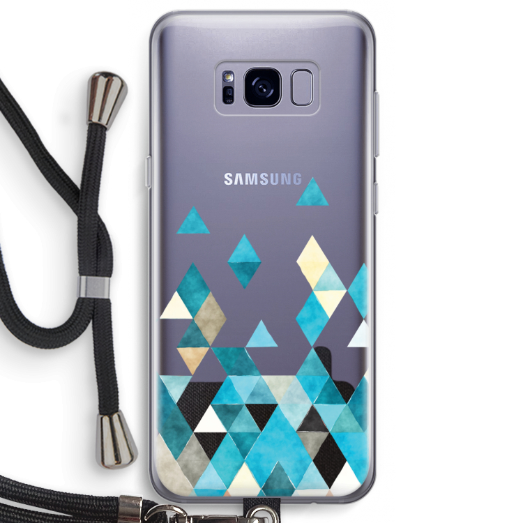 Gekleurde driehoekjes blauw: Samsung Galaxy S8 Plus Transparant Hoesje met koord