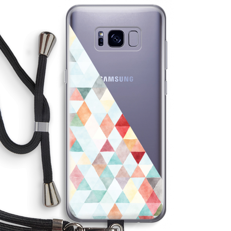 Gekleurde driehoekjes pastel: Samsung Galaxy S8 Plus Transparant Hoesje met koord