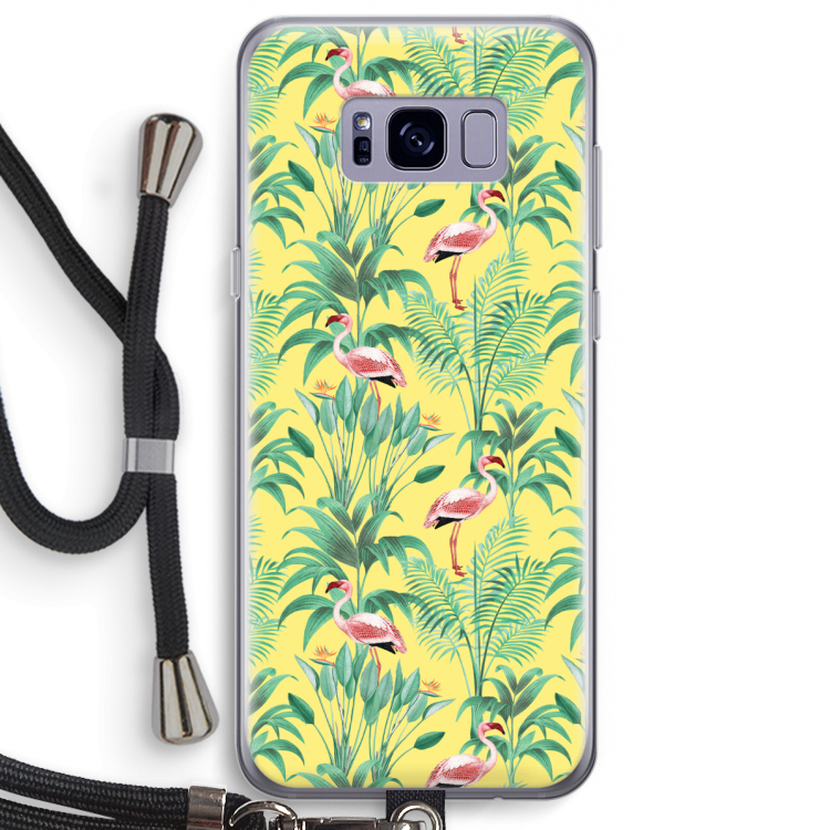 Flamingo party: Samsung Galaxy S8 Plus Transparant Hoesje met koord
